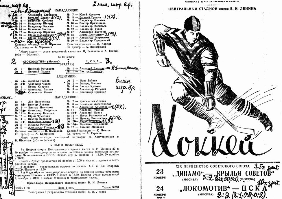 Продам программки. Программки. хоккеист копылов юрий яковлевич. программки ргмт. программки хк цска 1964-65.